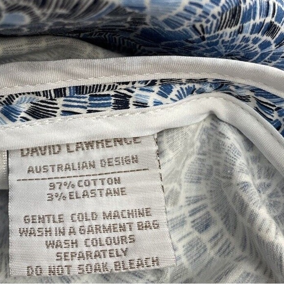 DAVID LAWRENCE Blue Cotton Printed Tie Front Sleeveless Midi Dress - Picture 14 of 14